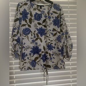 Combo Black Floral Blue, Green and White Women's 3/4 Sleeve Top
